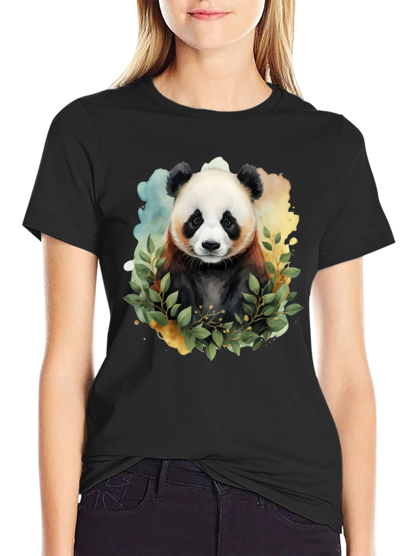 Panda Bear Watercolor Graphic T-Shirt
