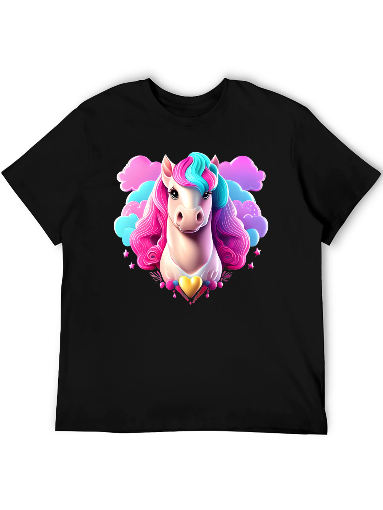 Unicorn Graphic Tee - Black Cotton T-Shirt