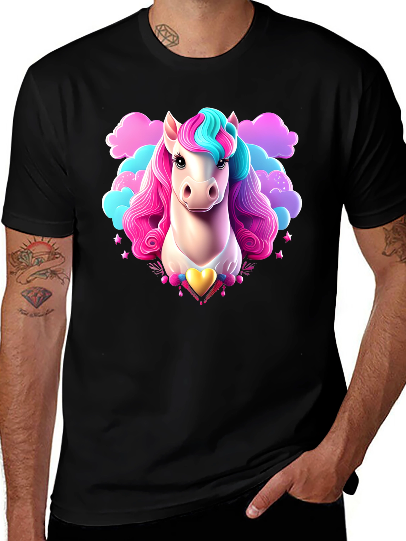 Unicorn Graphic Tee - Black Cotton T-Shirt