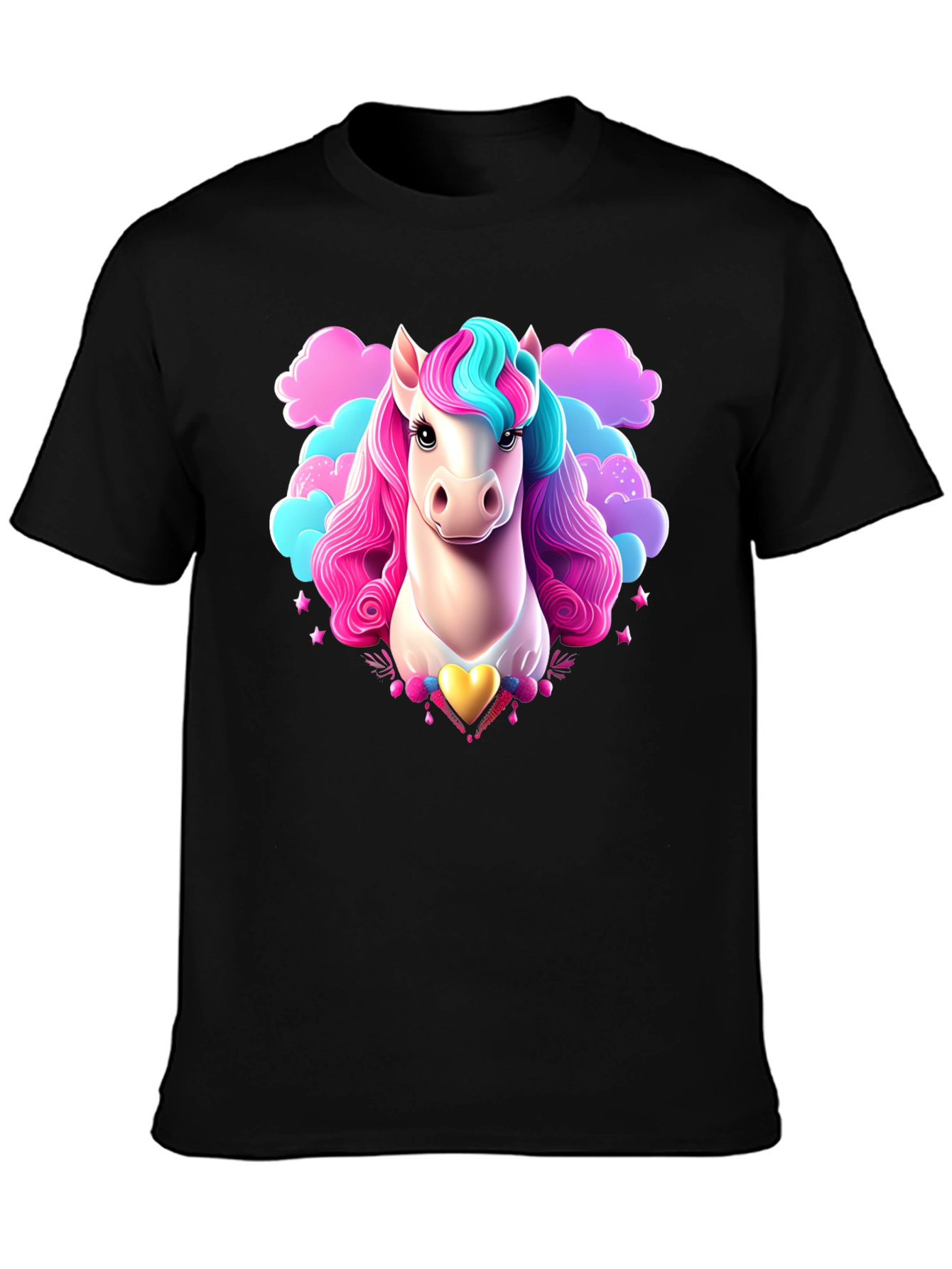Unicorn Graphic Tee - Black Cotton T-Shirt