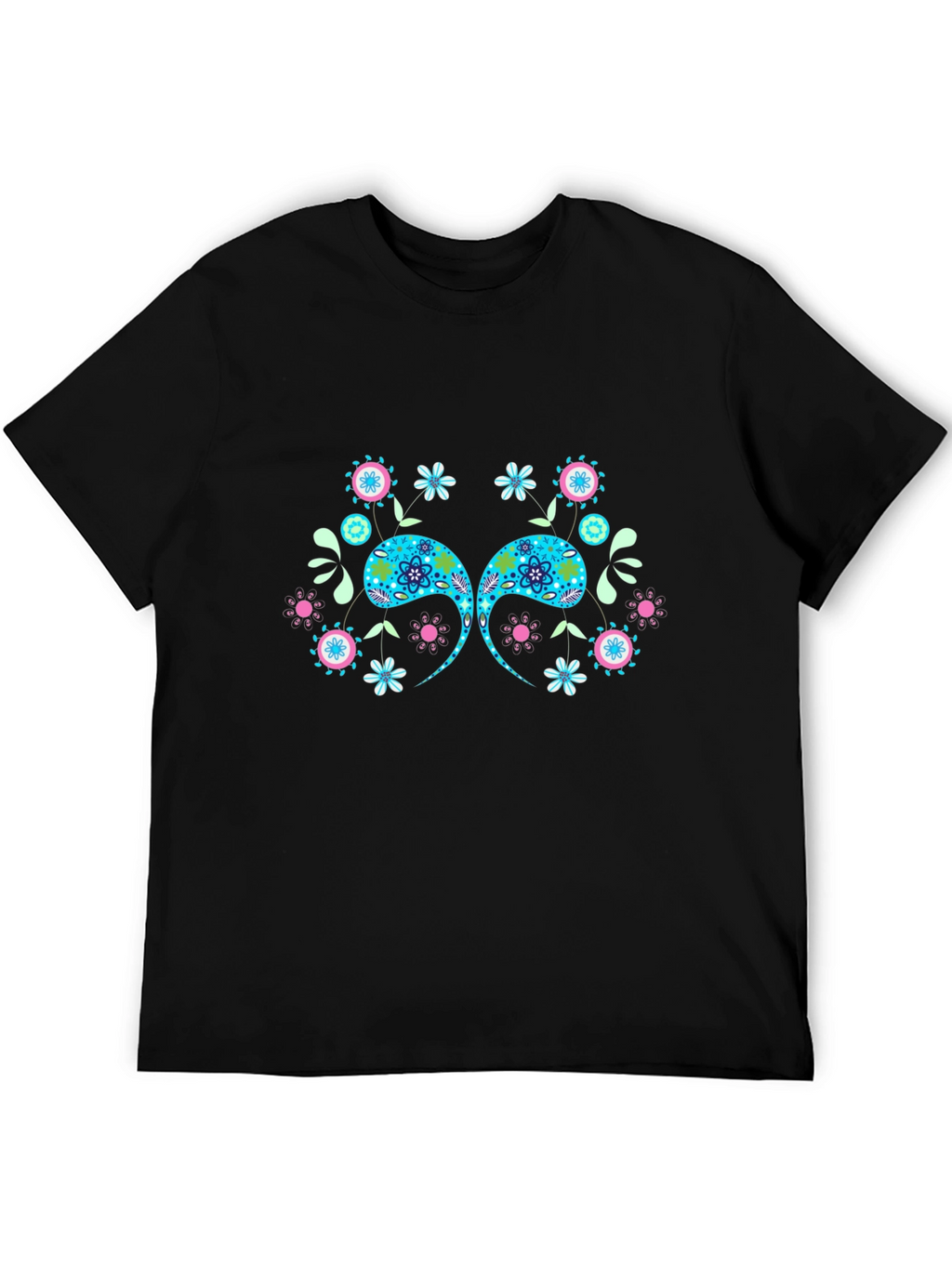 Paisley Floral Graphic Black T-Shirt