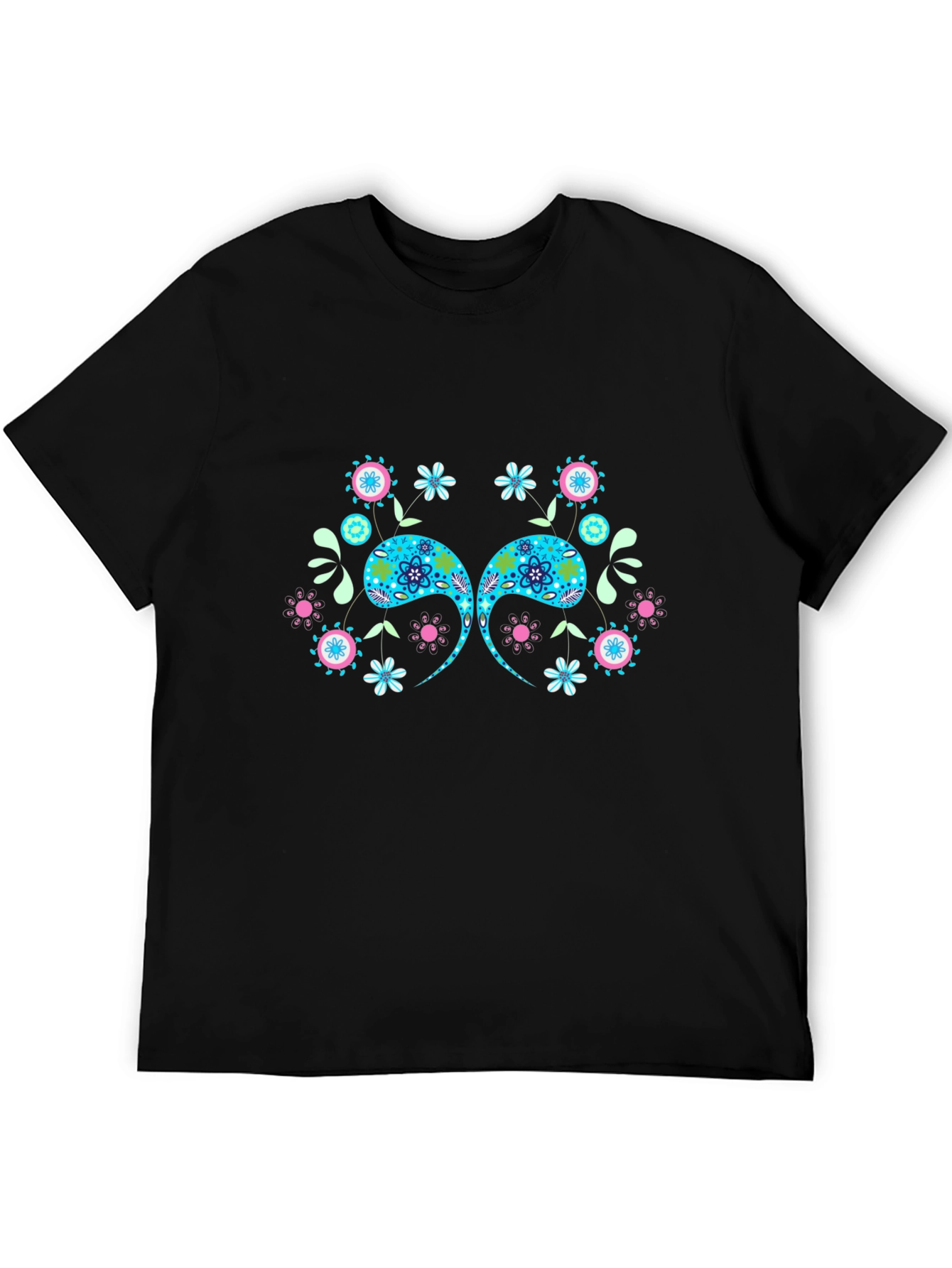 Paisley Floral Graphic Black T-Shirt