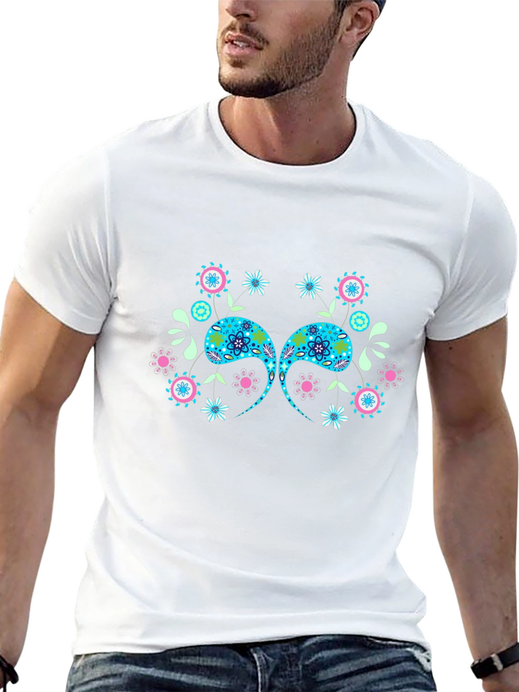 Paisley Floral Graphic Black T-Shirt