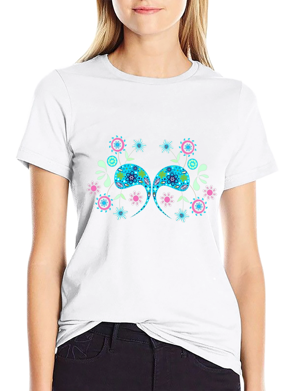 Paisley Floral Graphic Black T-Shirt