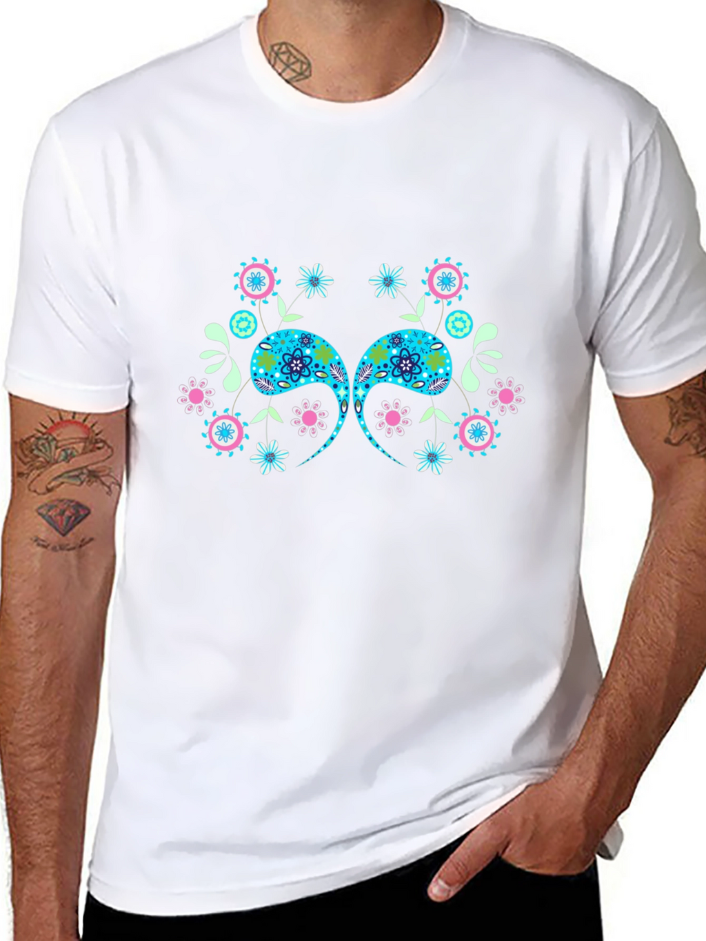 Paisley Floral Graphic Black T-Shirt