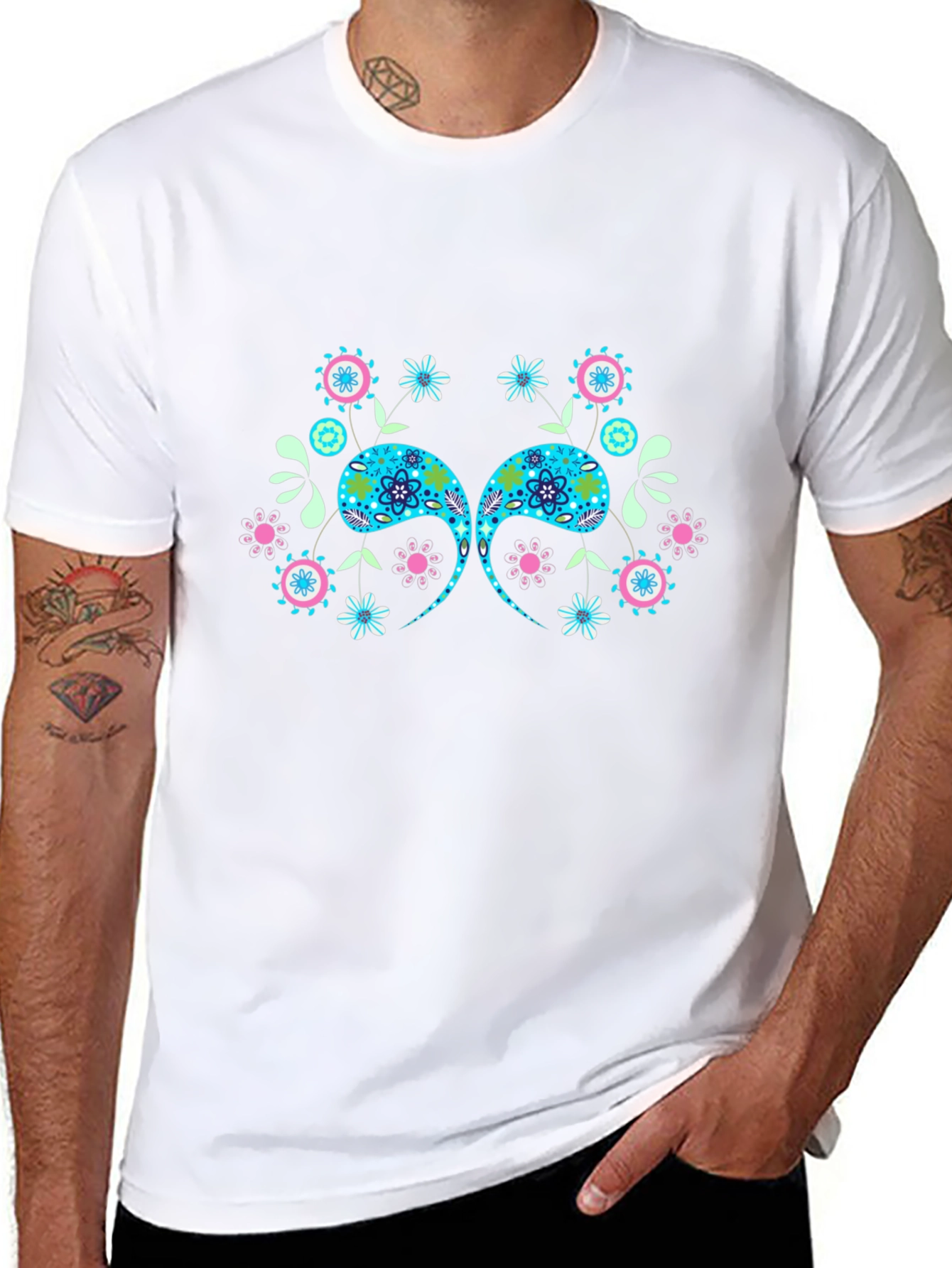 Paisley Floral Graphic Black T-Shirt