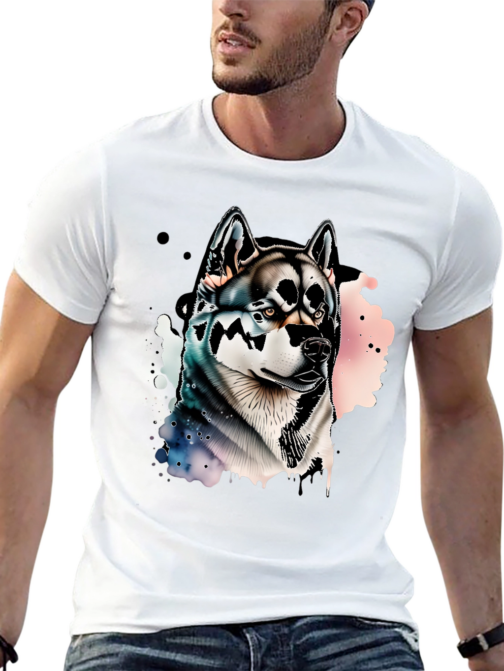 Mens Black Husky Graphic Tee