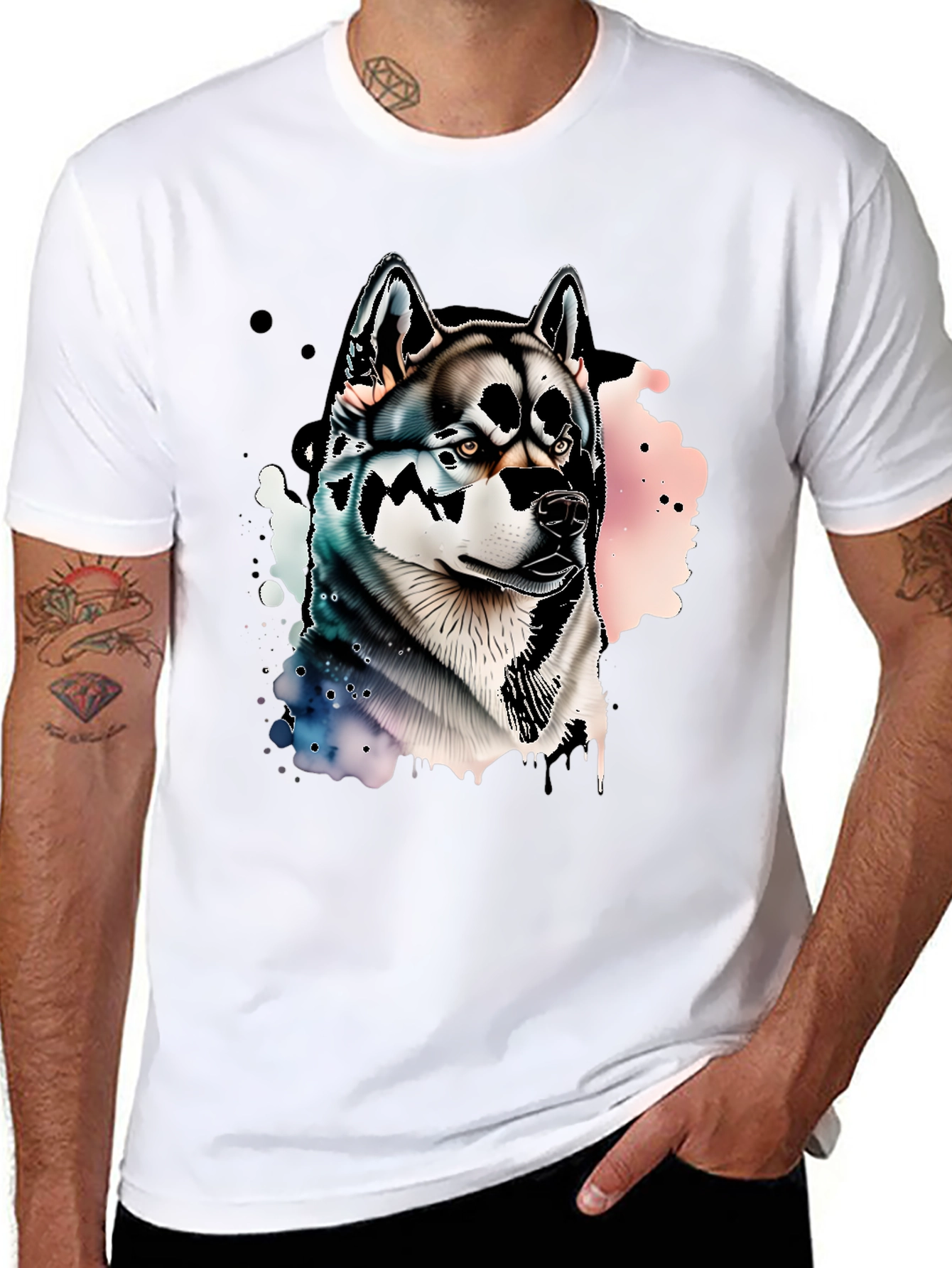 Mens Black Husky Graphic Tee