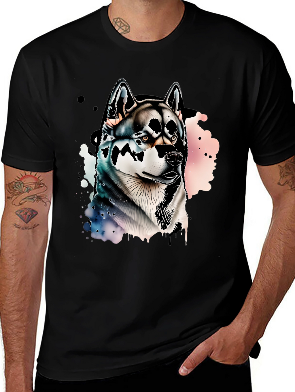 Mens Black Husky Graphic Tee