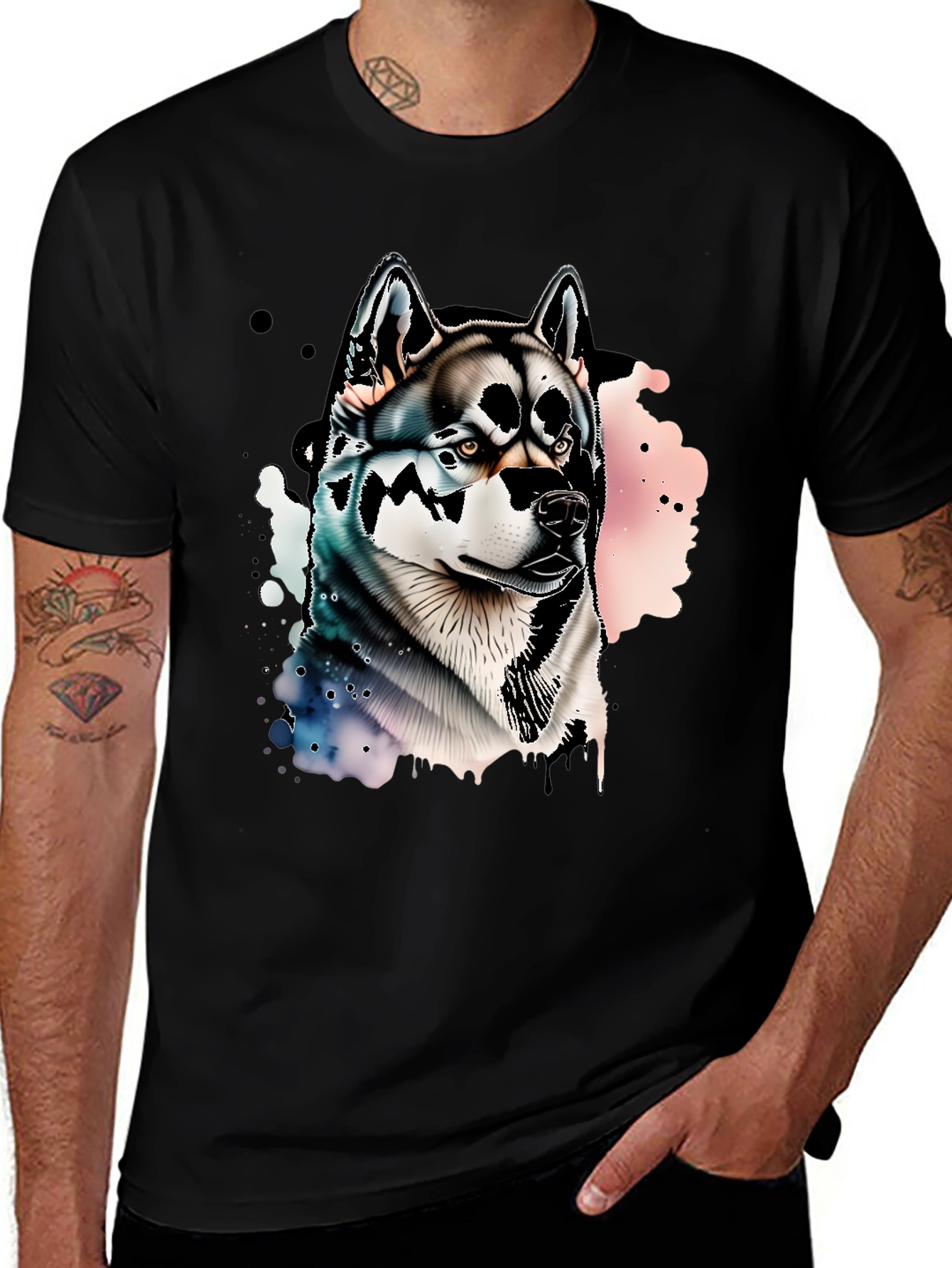 Mens Black Husky Graphic Tee