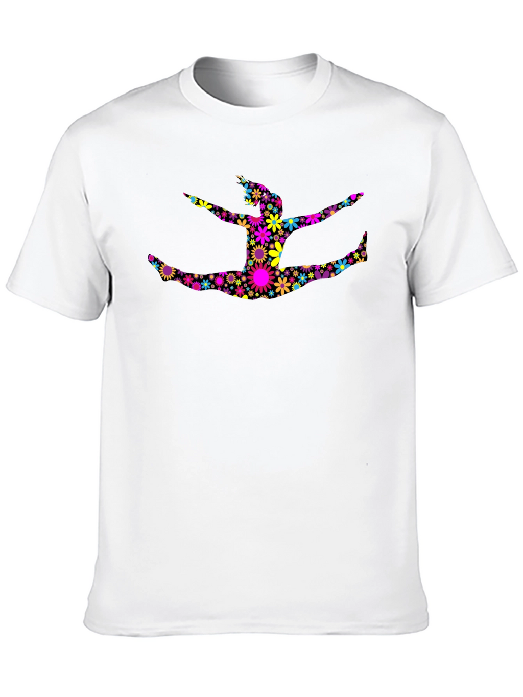 Floral Split Pose Graphic Black T-Shirt