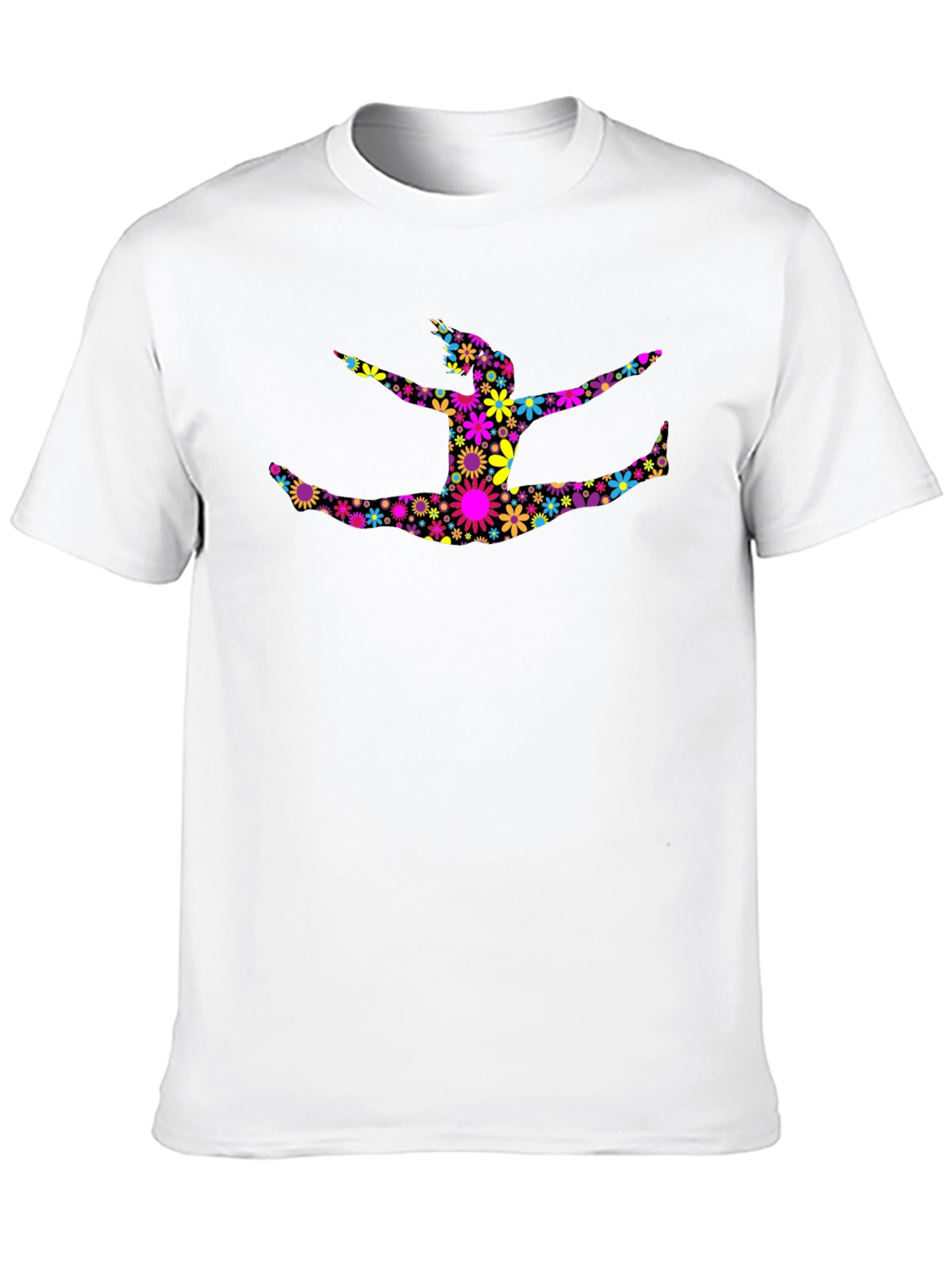 Floral Split Pose Graphic Black T-Shirt
