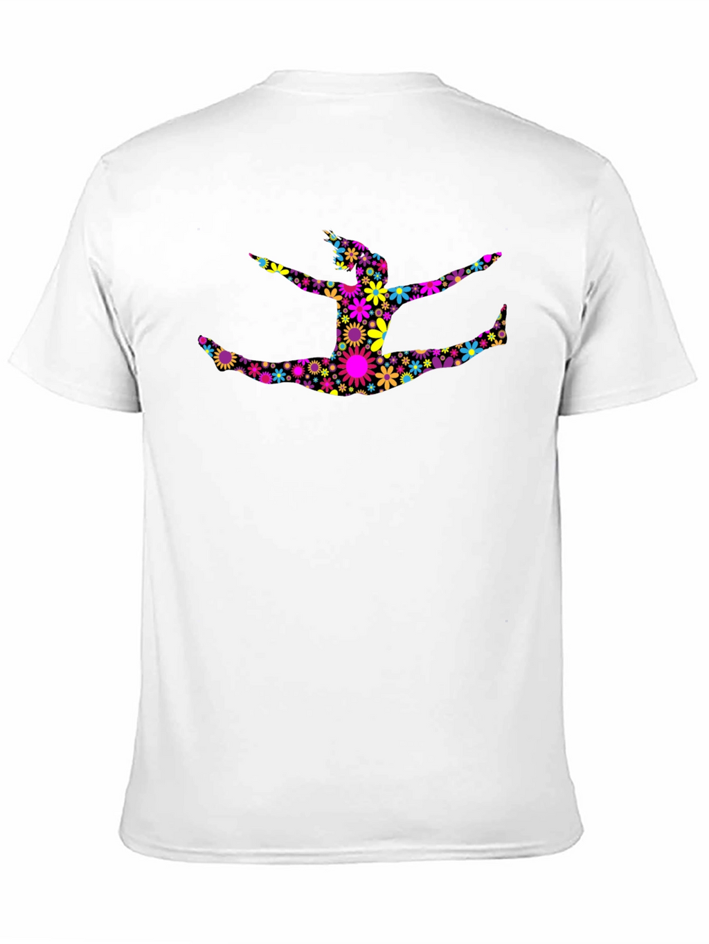 Floral Split Pose Graphic Black T-Shirt