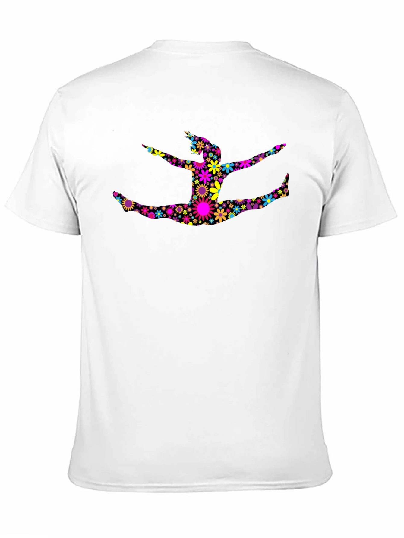 Floral Split Pose Graphic Black T-Shirt