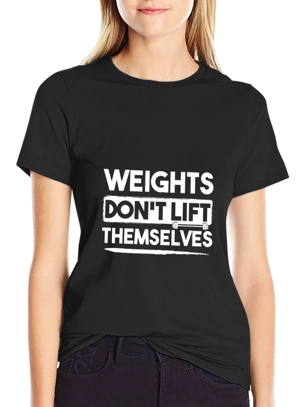 Weights Dont Lift Themselves Black Graphic T-Shirt