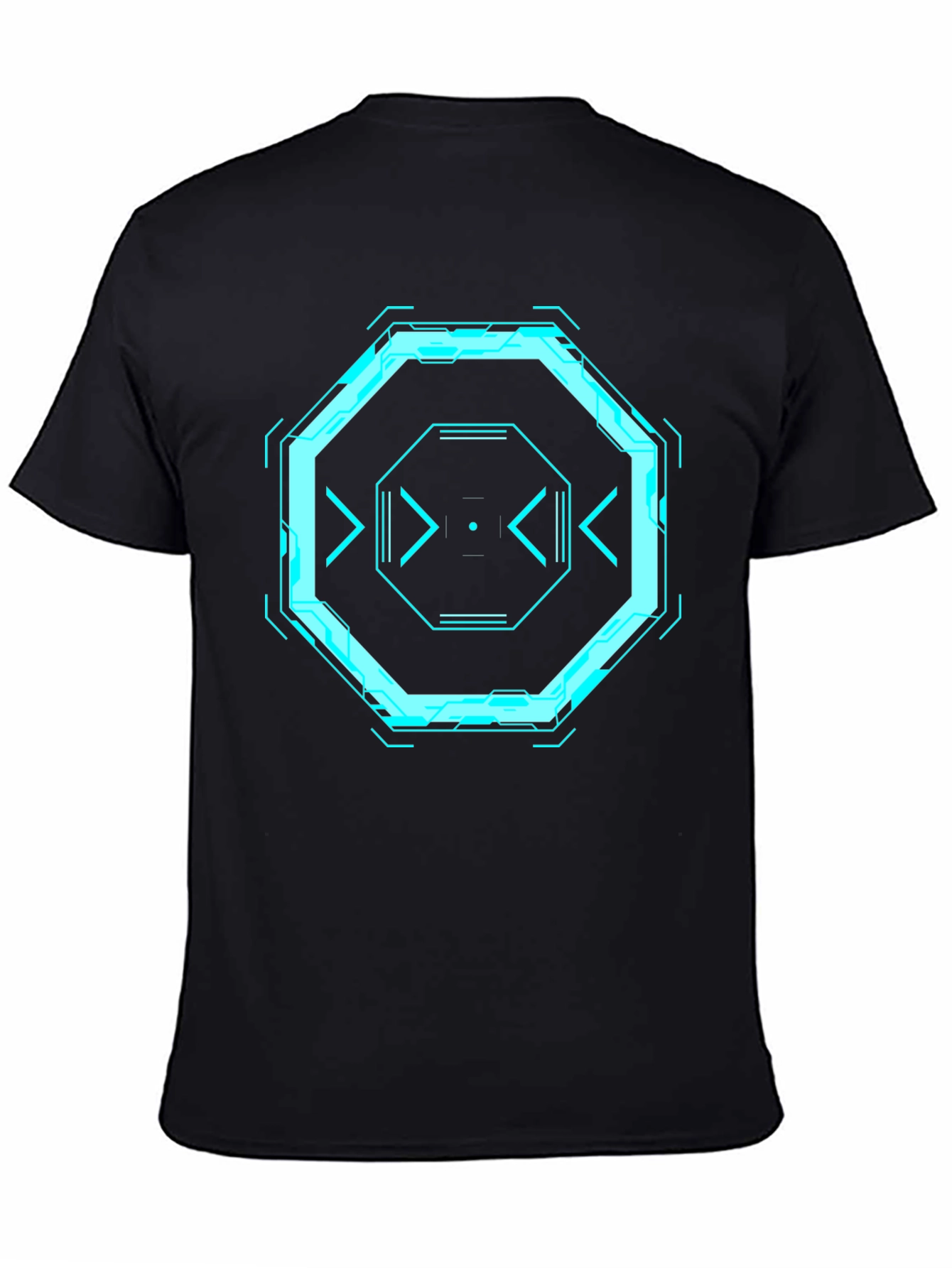 Cyberpunk Octagon Graphic Tee - Black