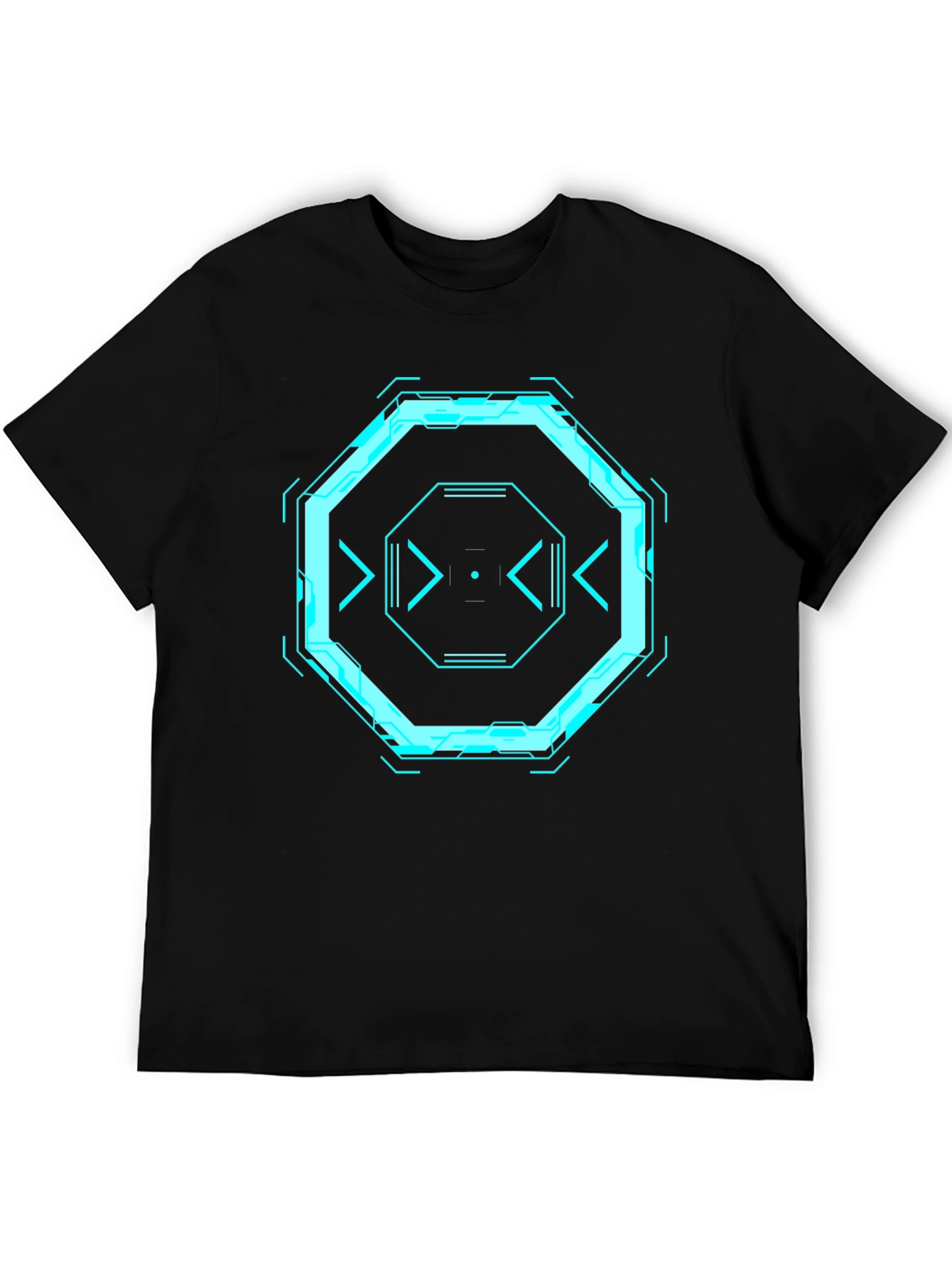 Cyberpunk Octagon Graphic Tee - Black