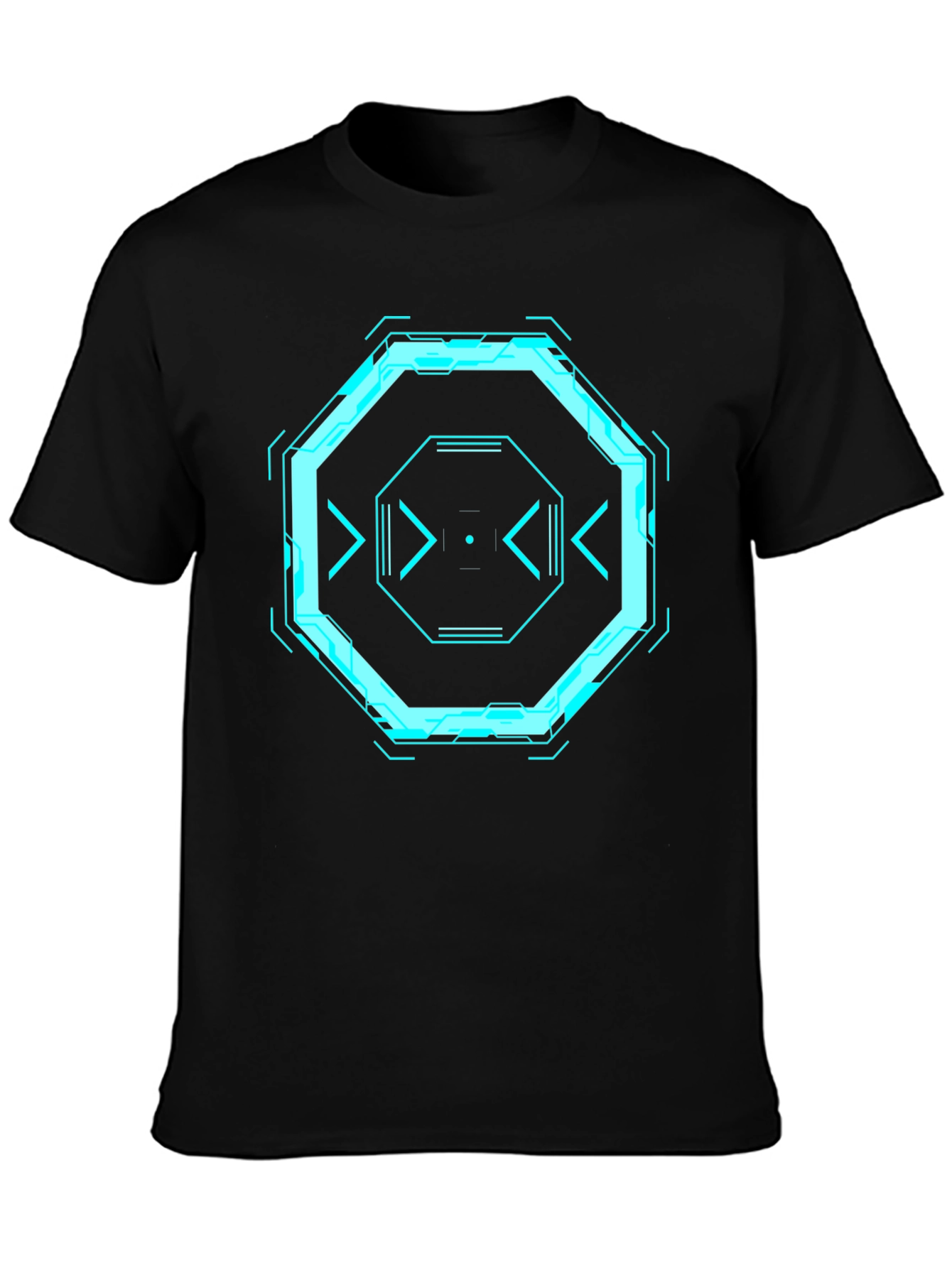 Cyberpunk Octagon Graphic Tee - Black