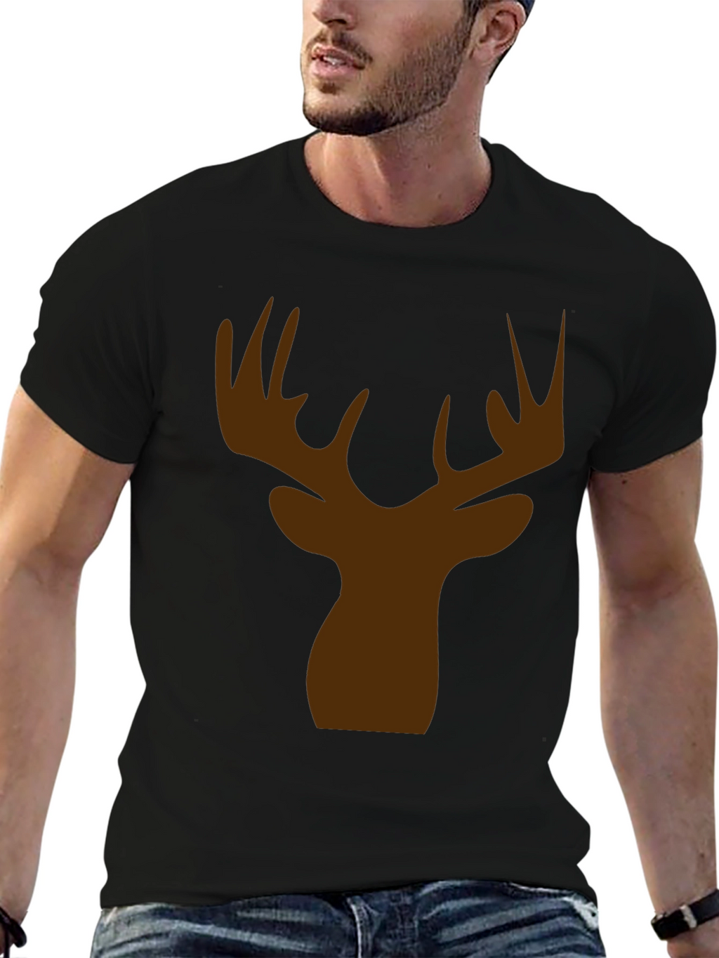 Mens Black Deer Silhouette T-Shirt