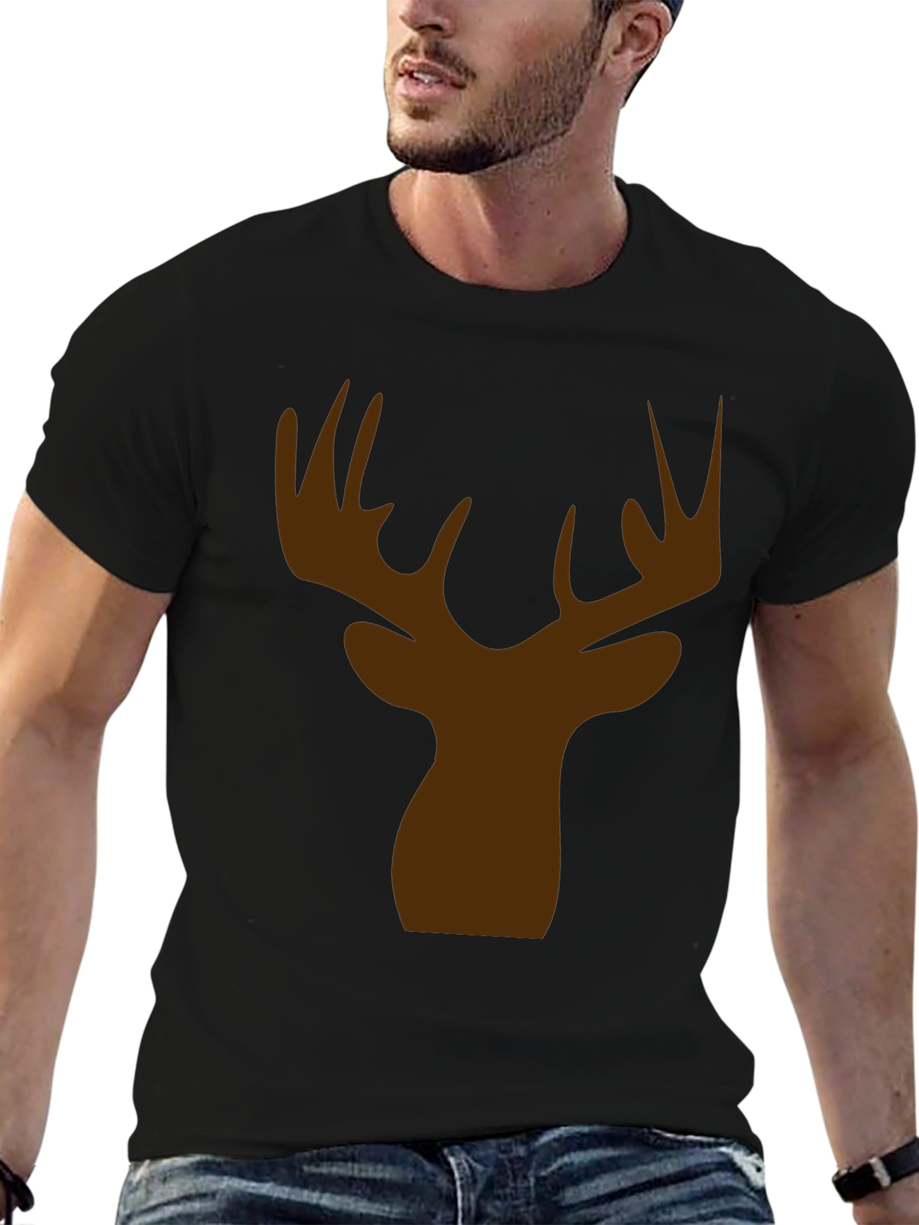 Mens Black Deer Silhouette T-Shirt