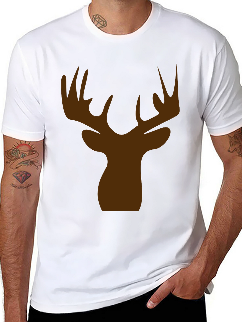 Mens Black Deer Silhouette T-Shirt