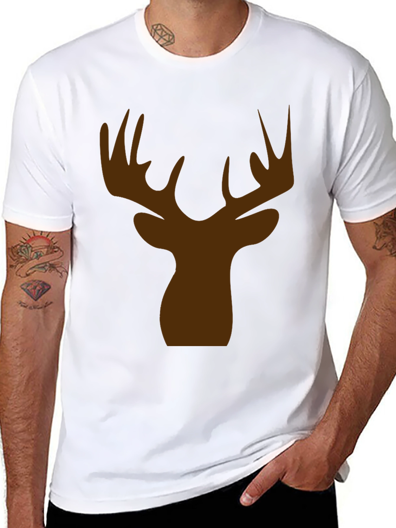 Mens Black Deer Silhouette T-Shirt