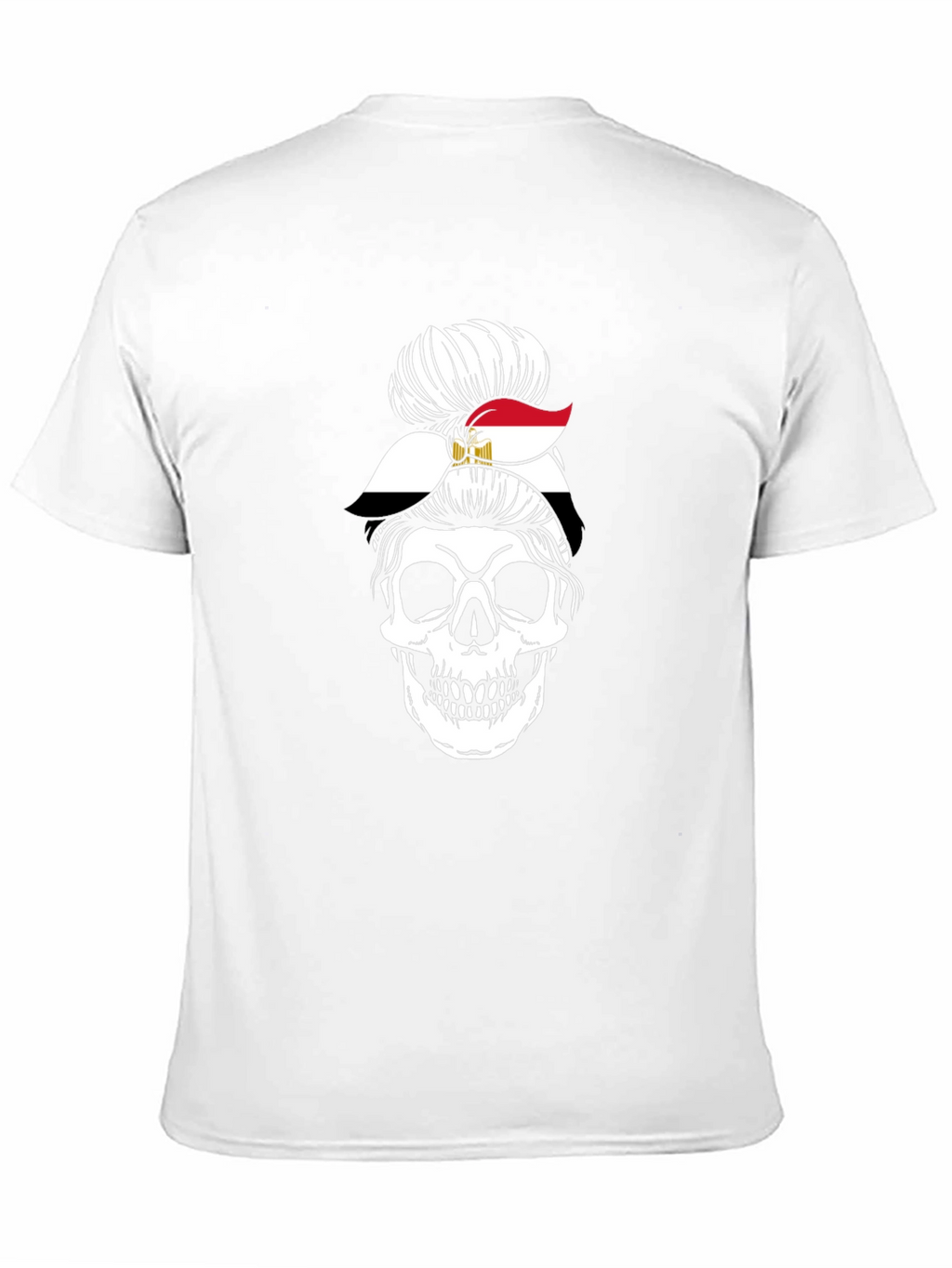 Egypt Flag Skull Messy Bun T-Shirt