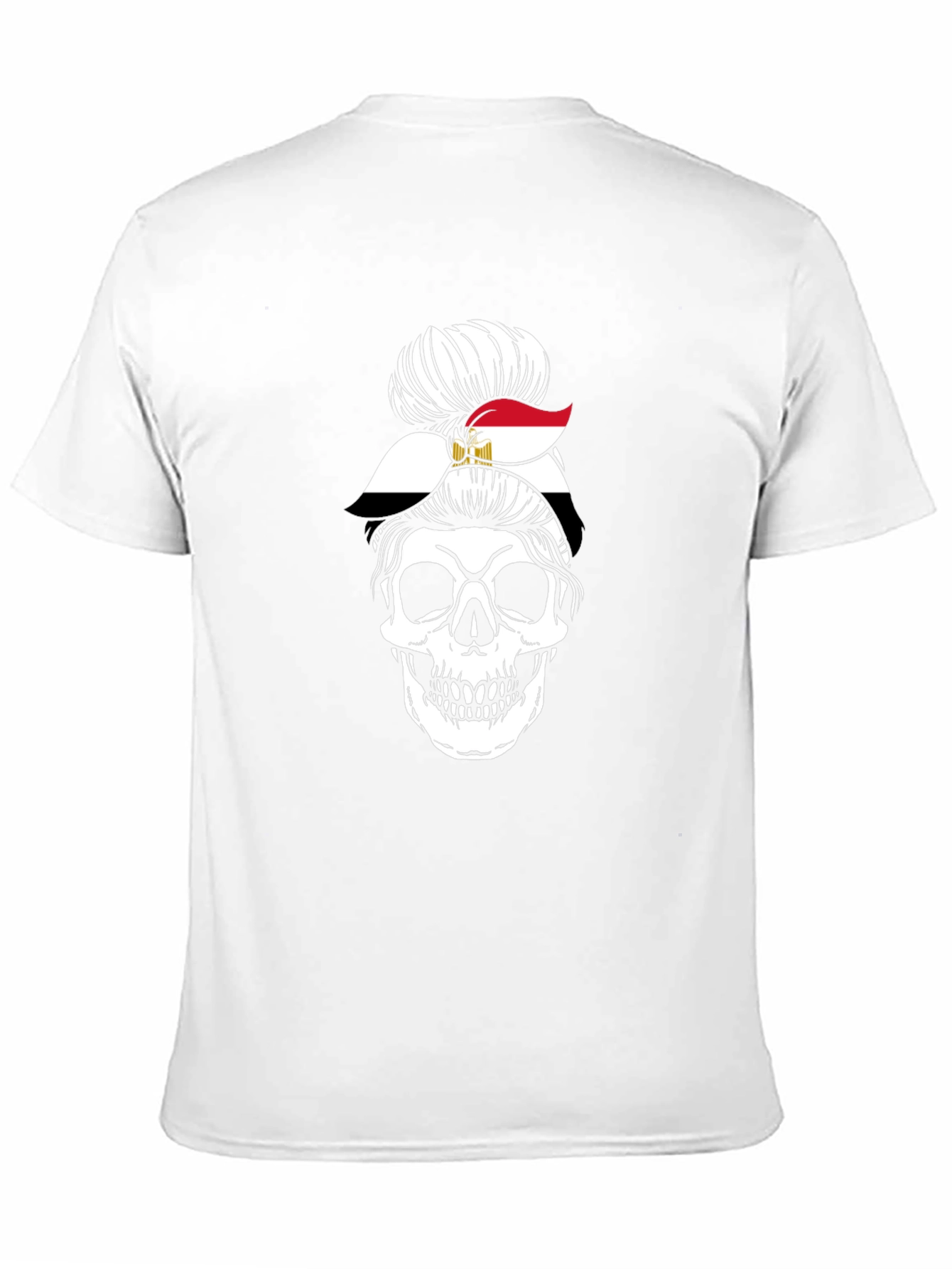 Egypt Flag Skull Messy Bun T-Shirt