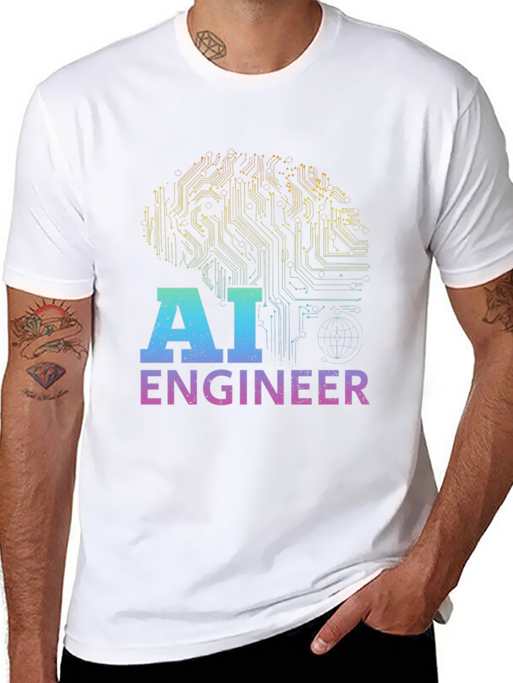 AI Engineer T-Shirt - Circuit Brain Design