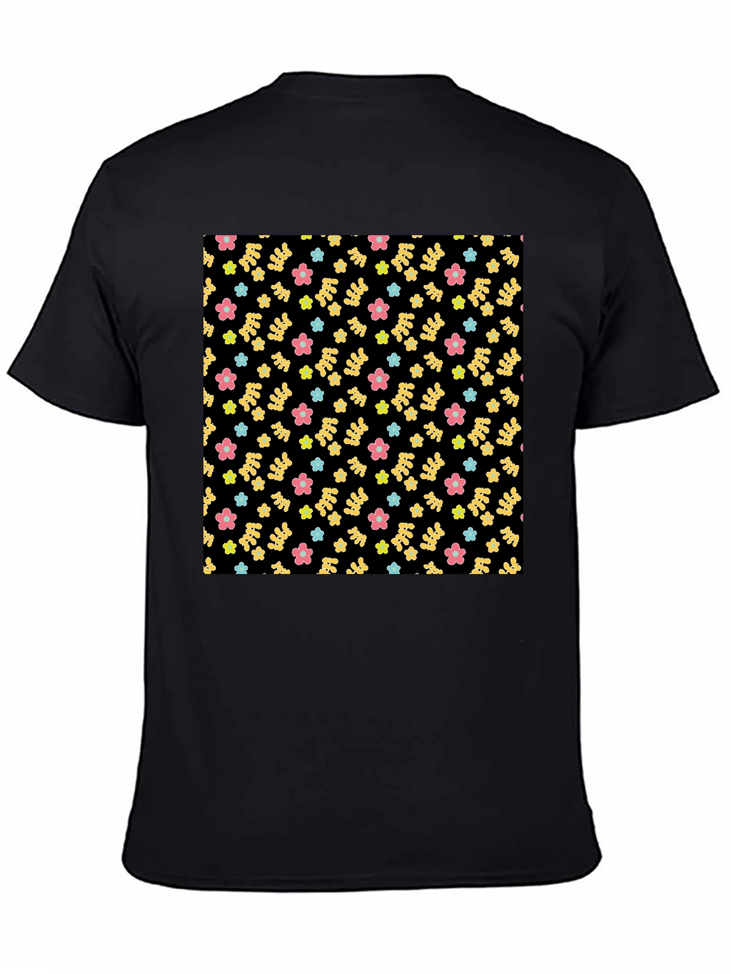 Floral Pattern Black Tee