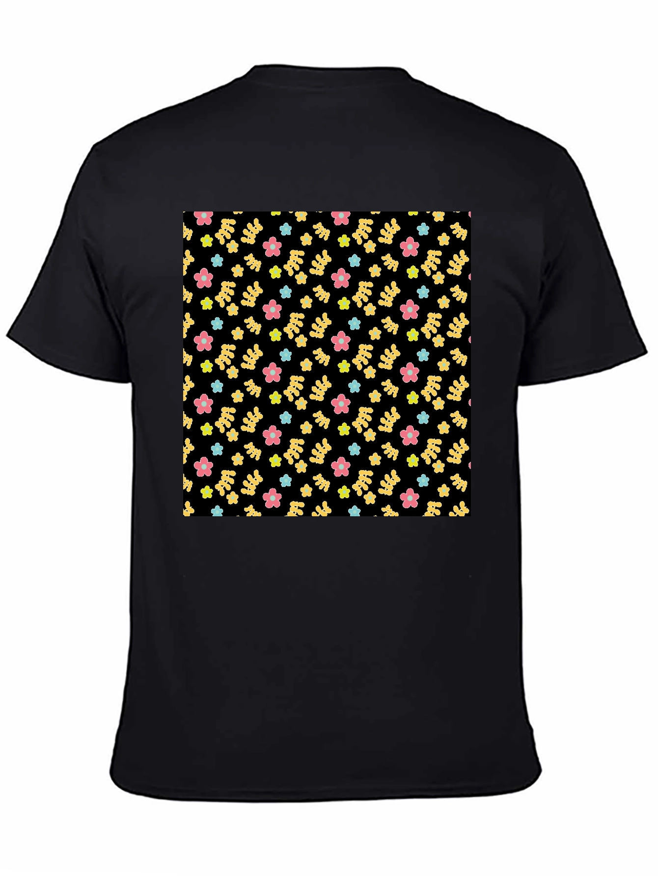 Floral Pattern Black Tee
