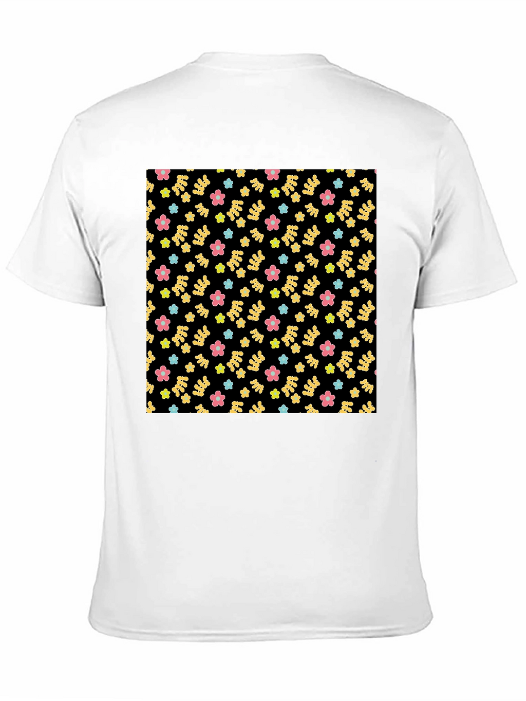 Floral Pattern Black Tee
