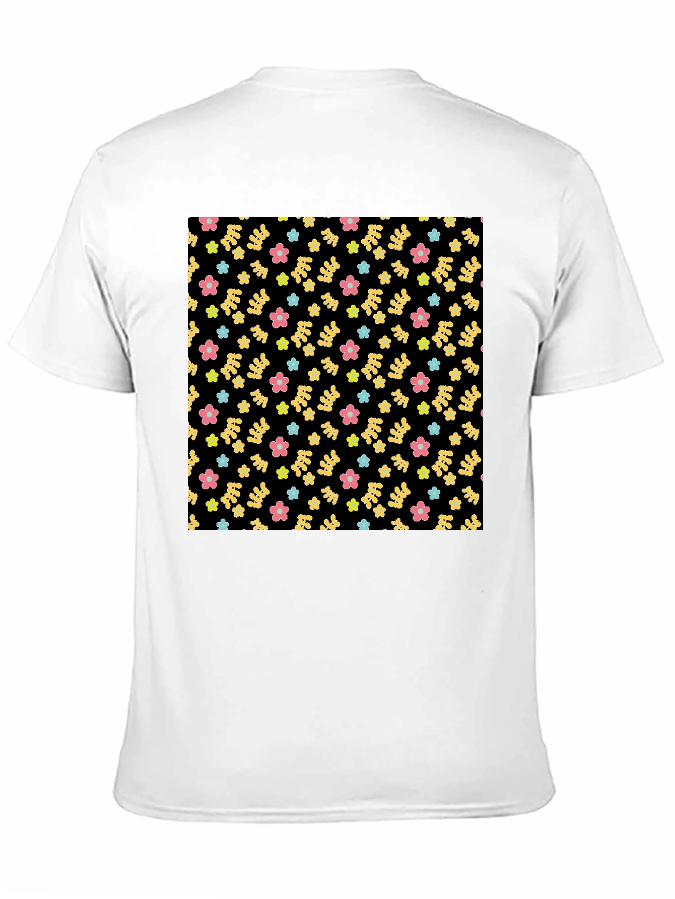 Floral Pattern Black Tee