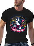 Happy Frenchie Christmas Black T-Shirt