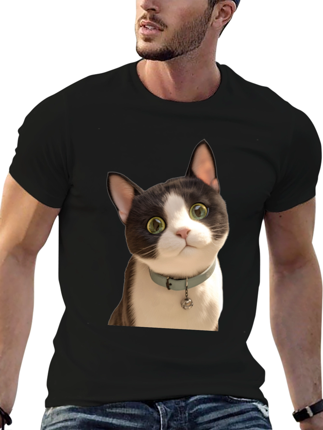 Cute Cat Graphic T-Shirt - Unisex Black Tee