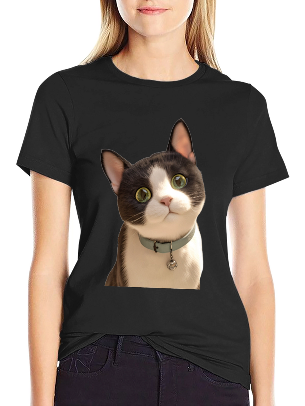 Cute Cat Graphic T-Shirt - Unisex Black Tee