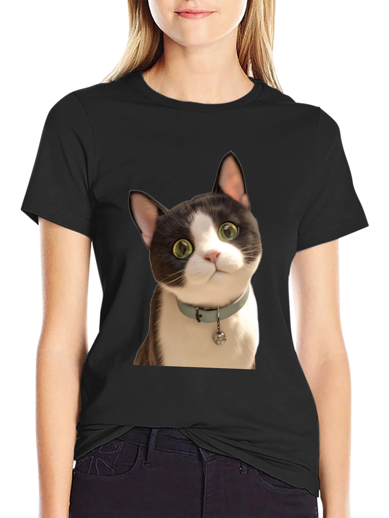Cute Cat Graphic T-Shirt - Unisex Black Tee