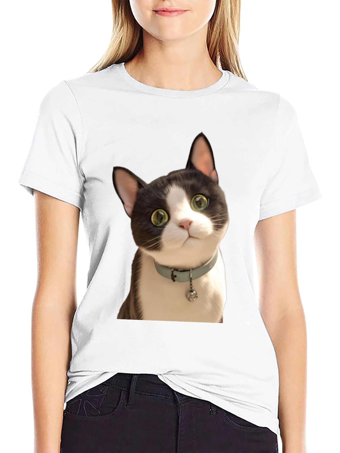 Cute Cat Graphic T-Shirt - Unisex Black Tee