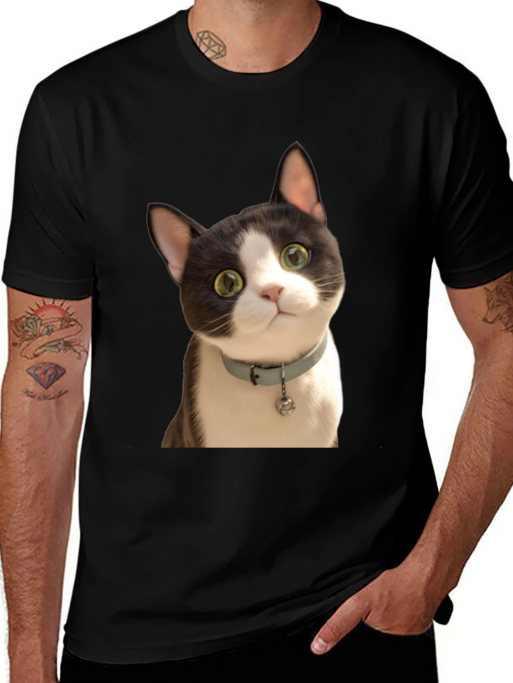Cute Cat Graphic T-Shirt - Unisex Black Tee