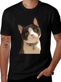 Cute Cat Graphic T-Shirt - Unisex Black Tee