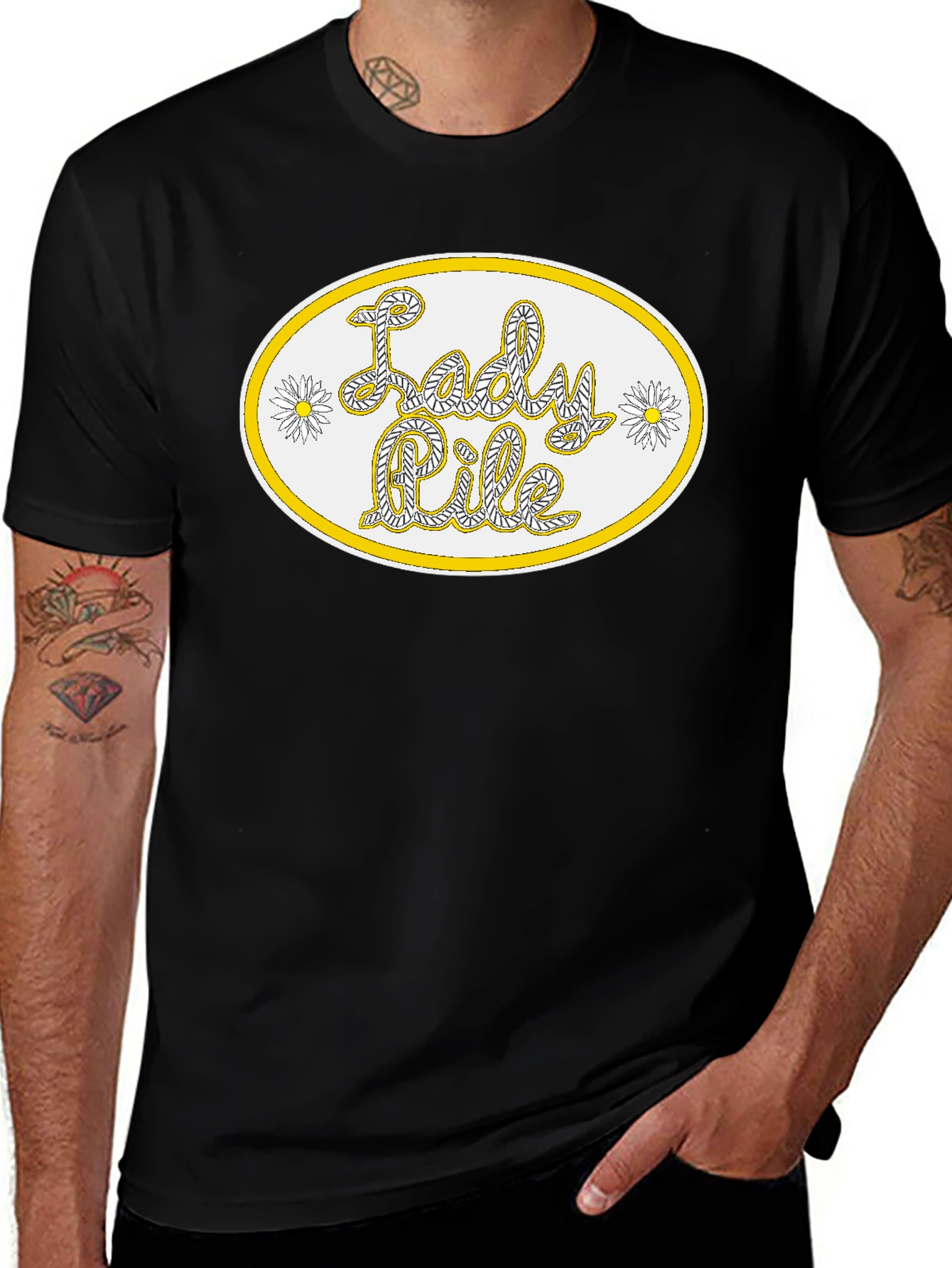Lady Pile Graphic Tee - Black Cotton T-Shirt
