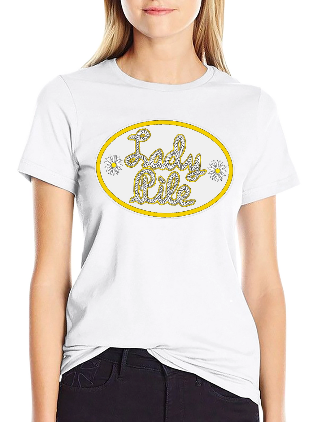 Lady Pile Graphic Tee - Black Cotton T-Shirt