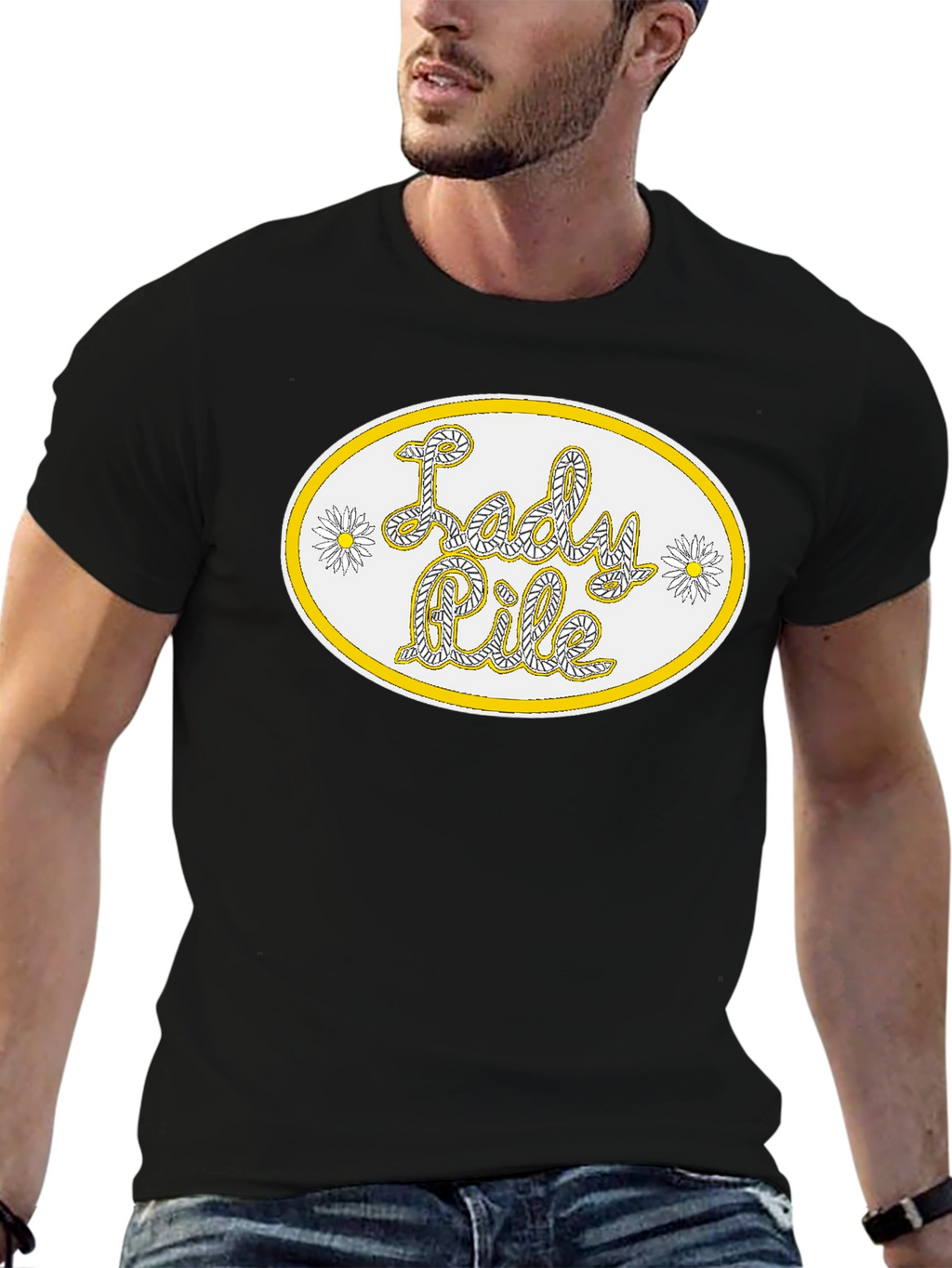 Lady Pile Graphic Tee - Black Cotton T-Shirt