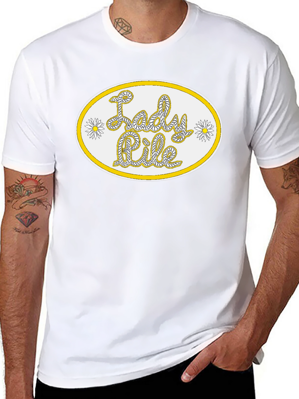 Lady Pile Graphic Tee - Black Cotton T-Shirt
