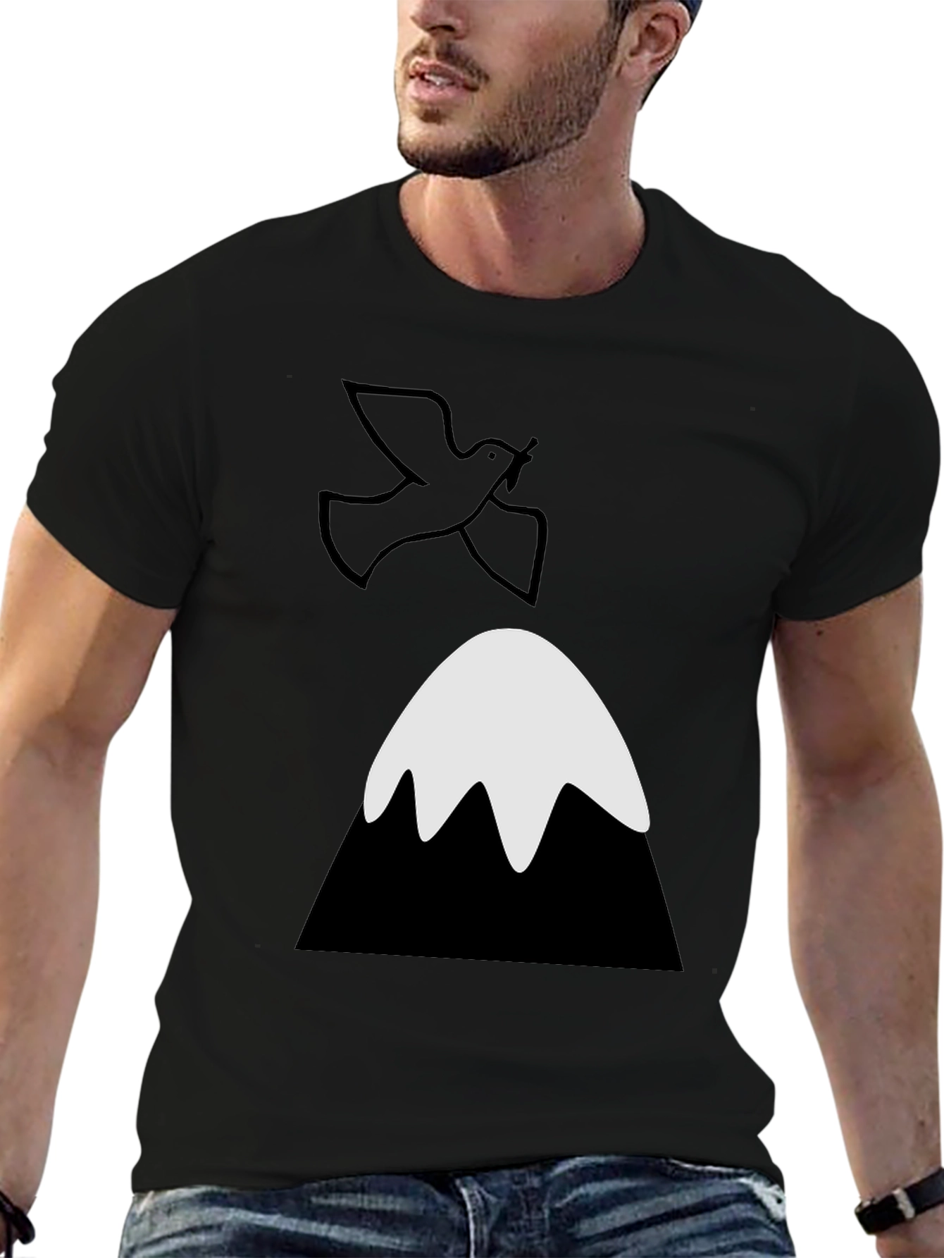 Dove Over Mountain Graphic Tee - Unisex Black T-Shirt