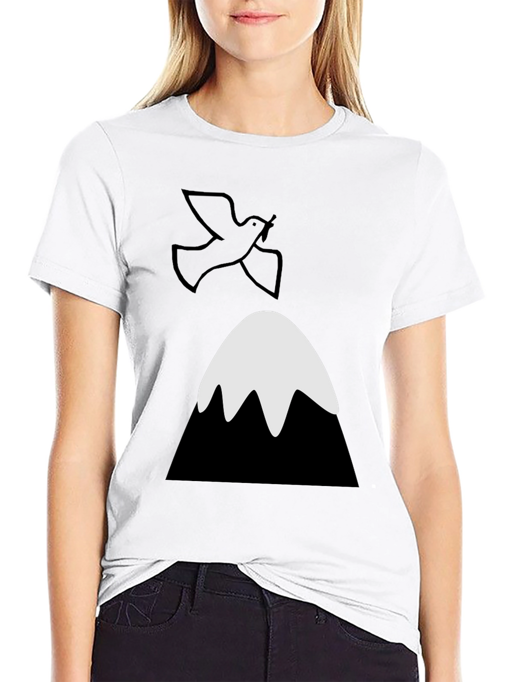 Dove Over Mountain Graphic Tee - Unisex Black T-Shirt