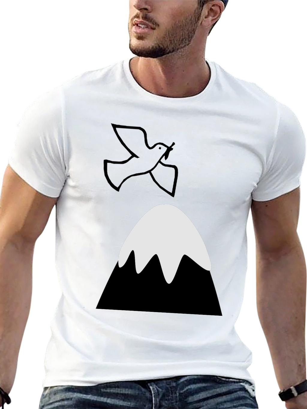 Dove Over Mountain Graphic Tee - Unisex Black T-Shirt