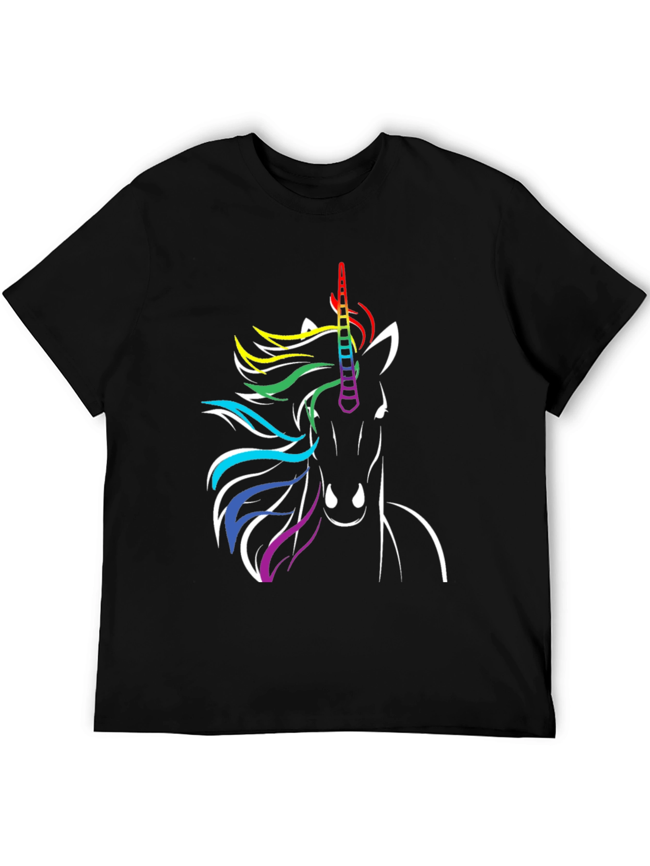 Rainbow Unicorn Graphic Tee - Black T-Shirt