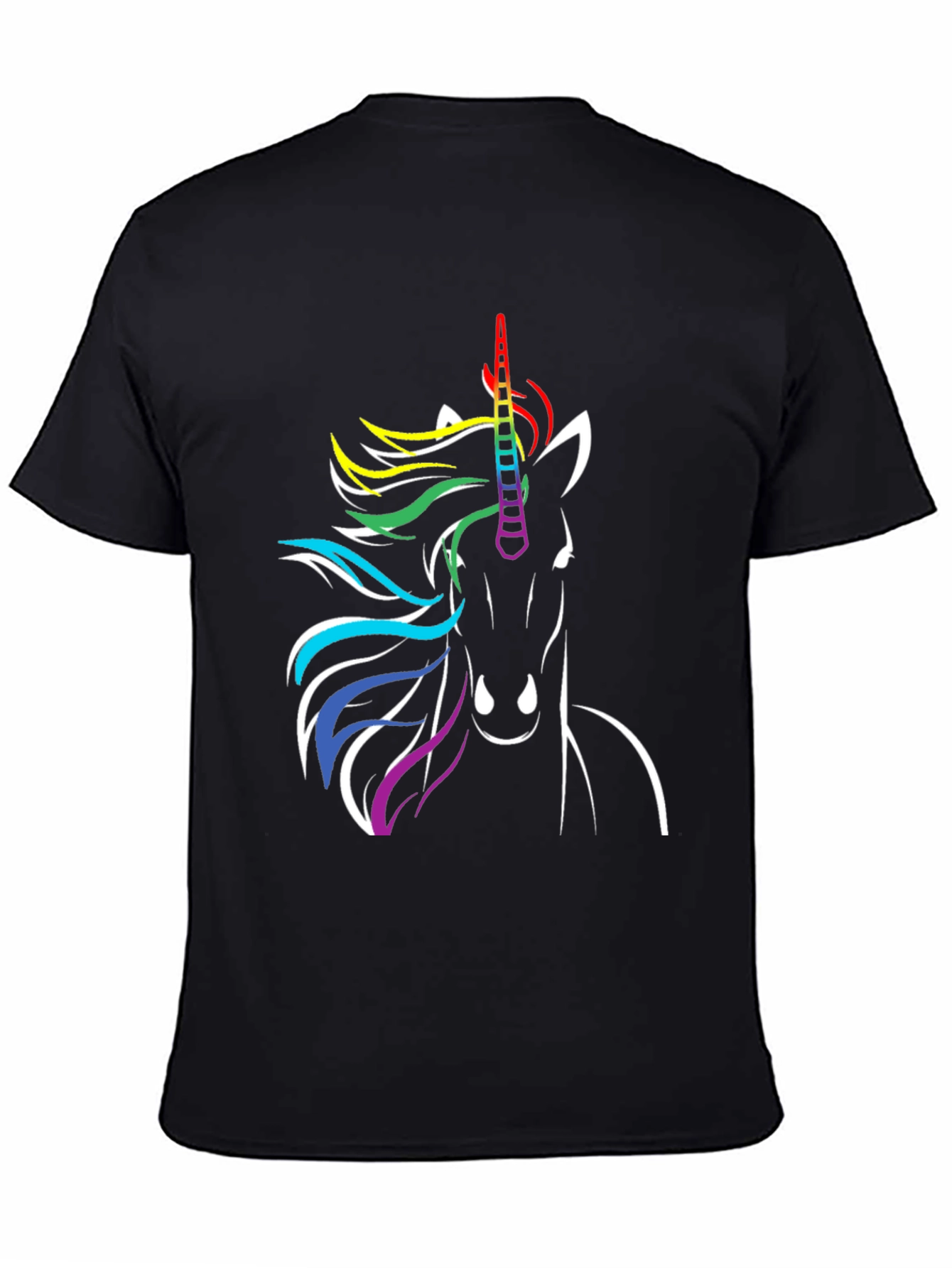 Rainbow Unicorn Graphic Tee - Black T-Shirt