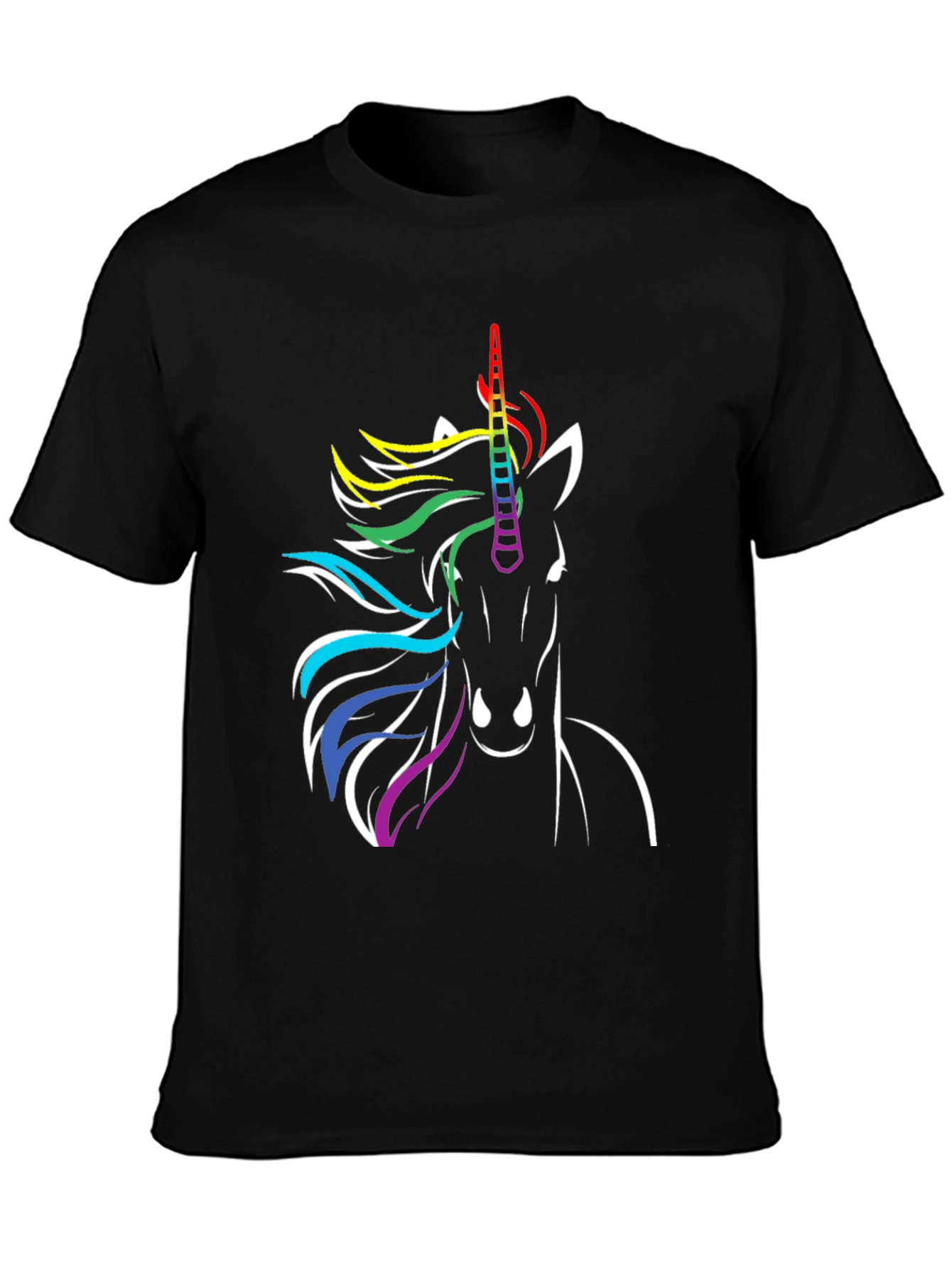 Rainbow Unicorn Graphic Tee - Black T-Shirt